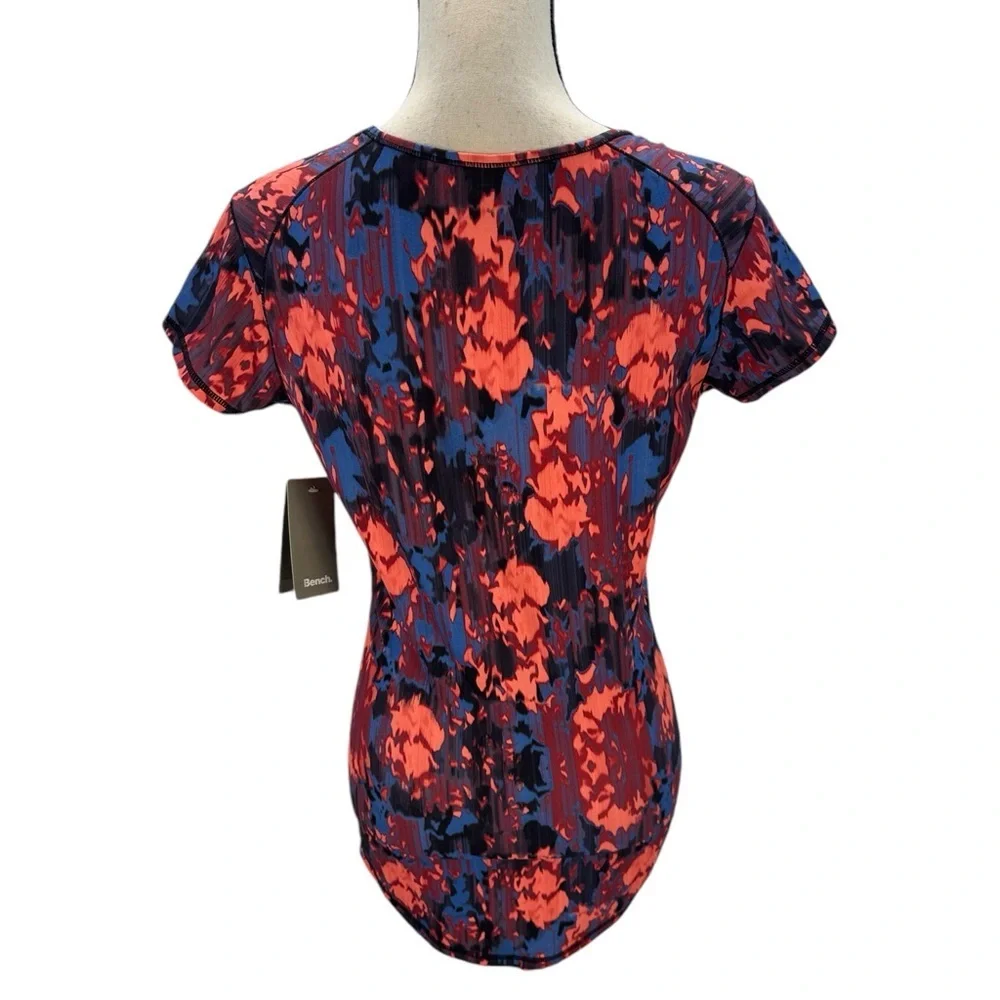Bench Short Sleeve Round Neck Abstract Floral Print T-Shirt - Pink Blue - Small - Picture 3 of 9